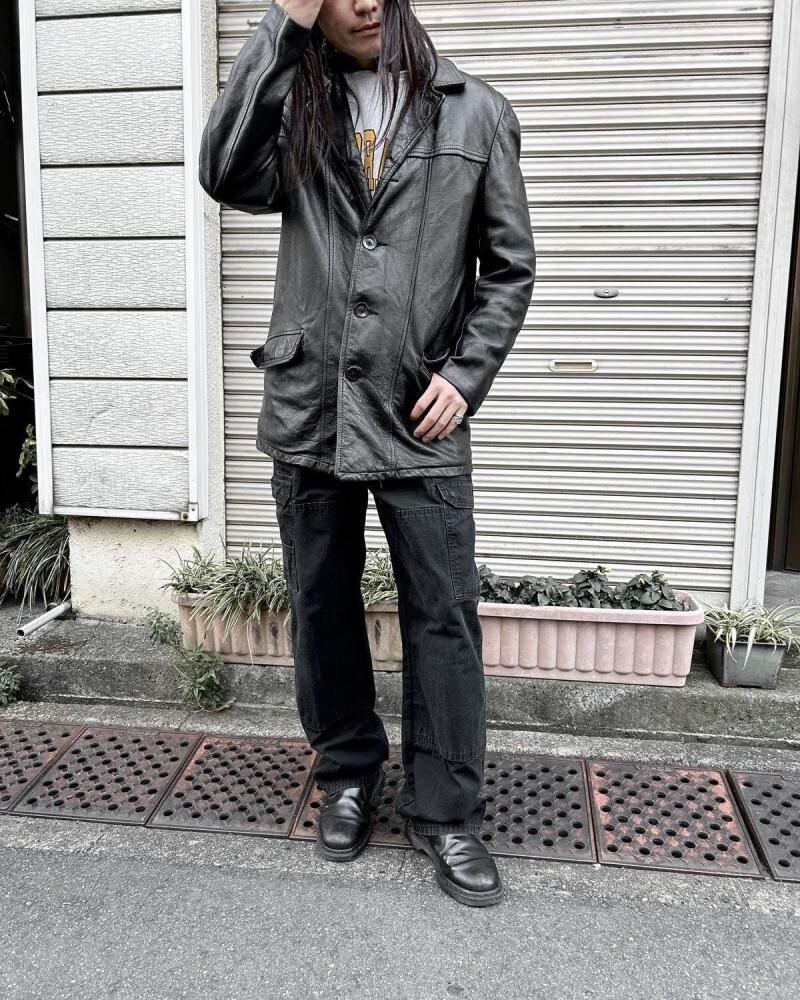 Vintage Lamb Leather Jacket [Unknown Brand] [1990s~] Black Button