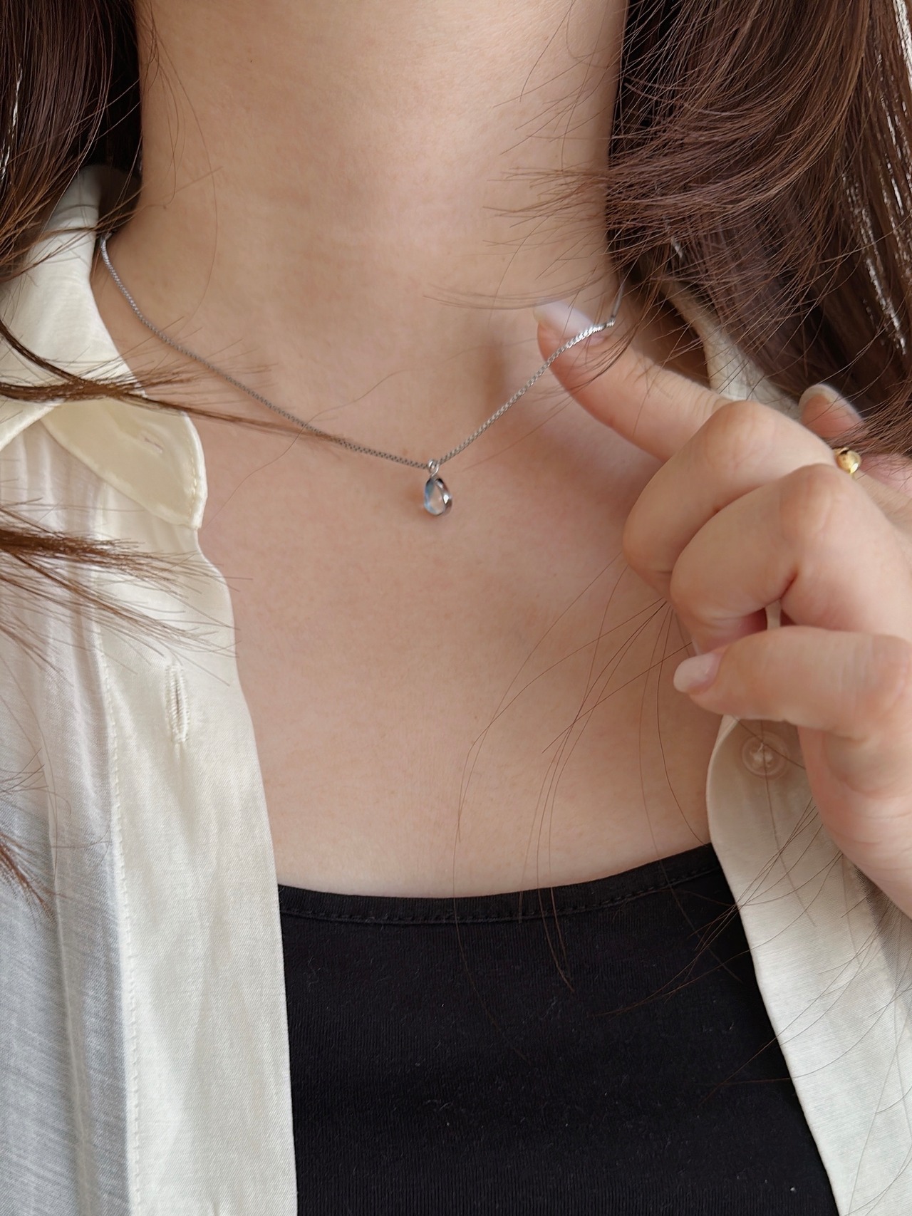 SS マグネットクリスタルネックレス