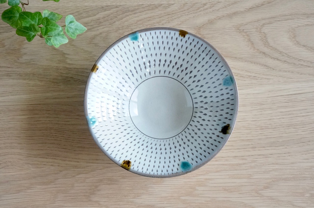 小石原焼 まるた窯 5.5寸鉢 三彩とびかんな 【30-4】