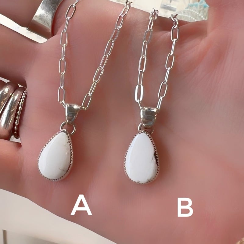 Indian Jewelry 》ホワイトバッファロー シンプル ドロップ ネックレス