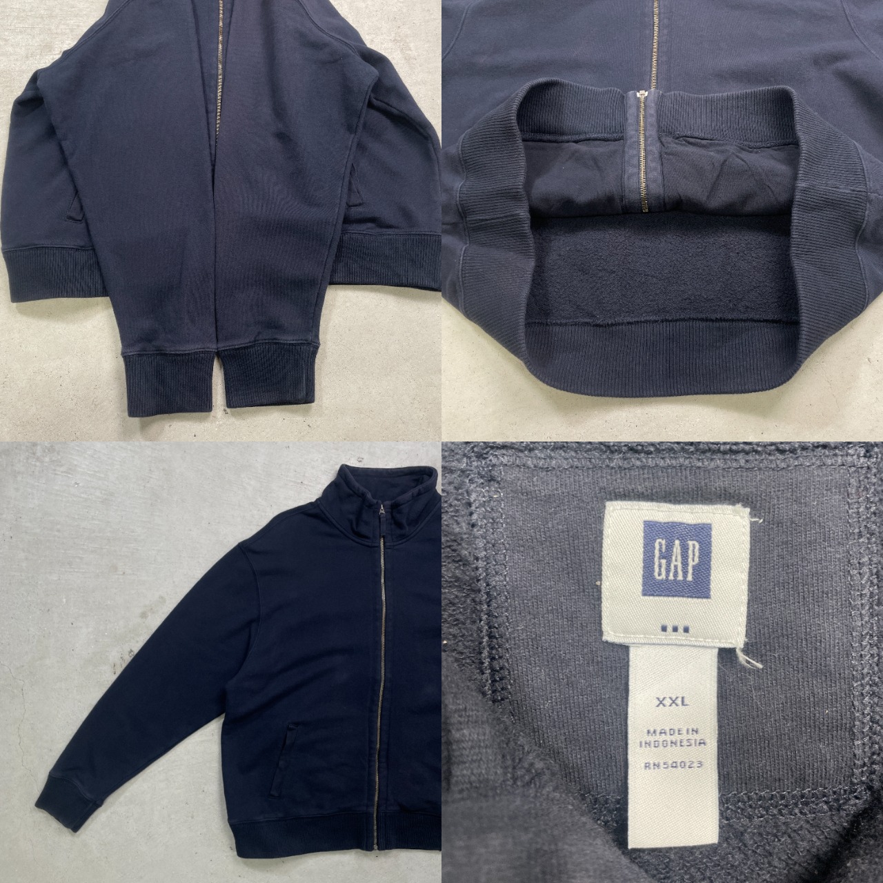 GAP ギャップ フルジップ スウェットシャツ メンズ2XL 古着 ハイネック 