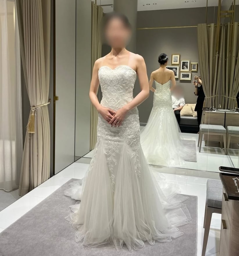 ウエディングドレス ベアトップ マーメイド セクシー 優雅なシルエット  