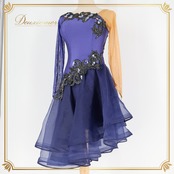 社交ダンス 衣装 ラテン ドレス ワンピース パープル系 ネイビー系 紺 紫 黒 セキネ SEKINE 日本製 レース デモ 競技 ダンス パーティ 発表会 競技用 ラテン用 デモンストレーション 発表会用上品 大人可愛い