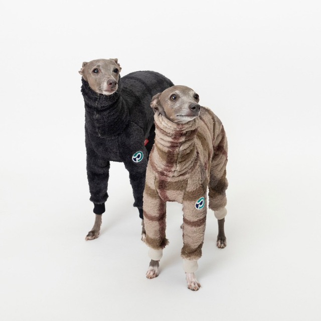 ビッグチェックボアロンパース　black / イタグレ服