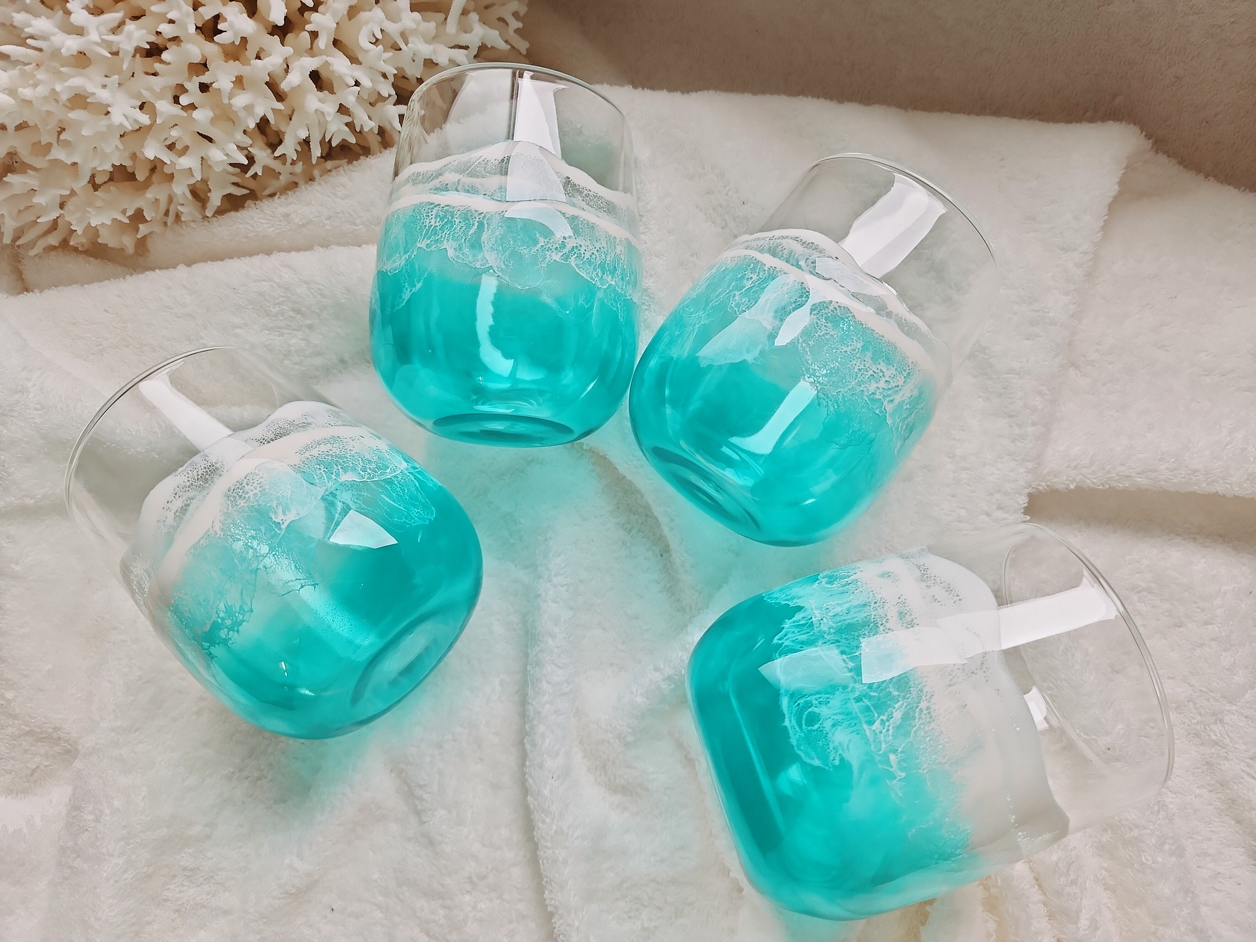 410.オーシャンレジンアート 海のダブルウォールグラス