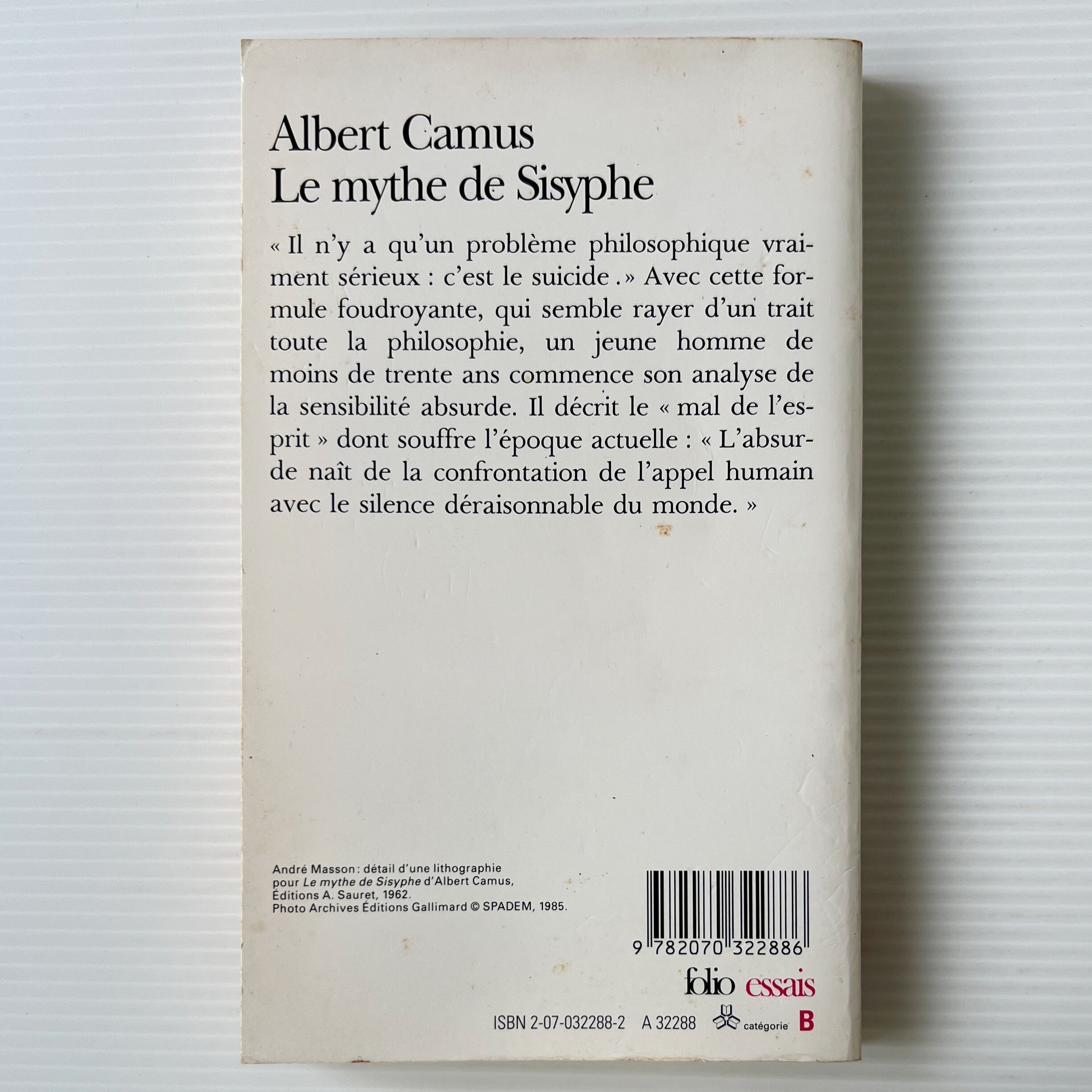 Le Mythe De Sisyphe <Folio Essais> シジフォスの神話 / Albert Camus アルベール・カミュ / Gallimard