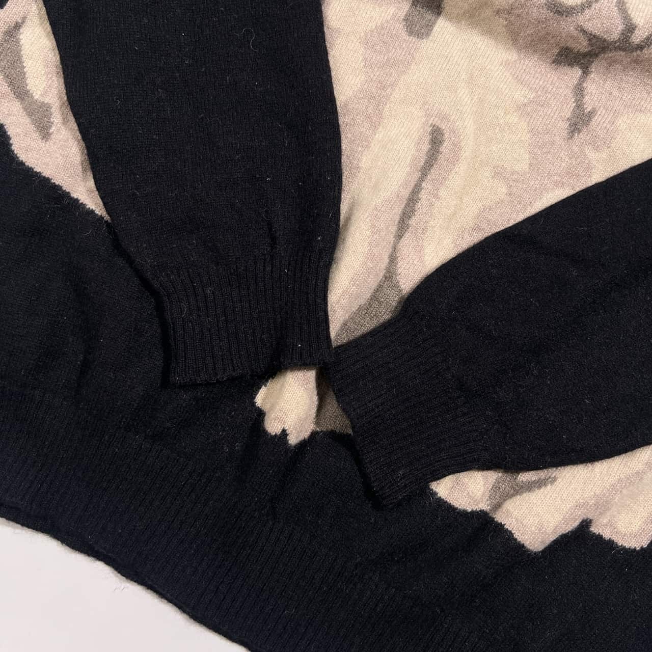 カシミヤ100% スコットランド製 Rosetta ロゼッタ 犬柄 アニマル デザイン ニット セーター M/ブラック レディース