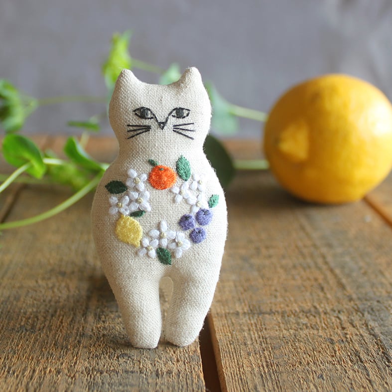 nekogao｜猫 刺繍キット 4個セット｜ハンドメイド ブローチキット