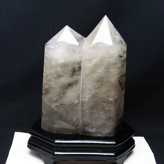 2.8Kg 水晶 六角柱 ダブルポイント 台座付属  162-237
