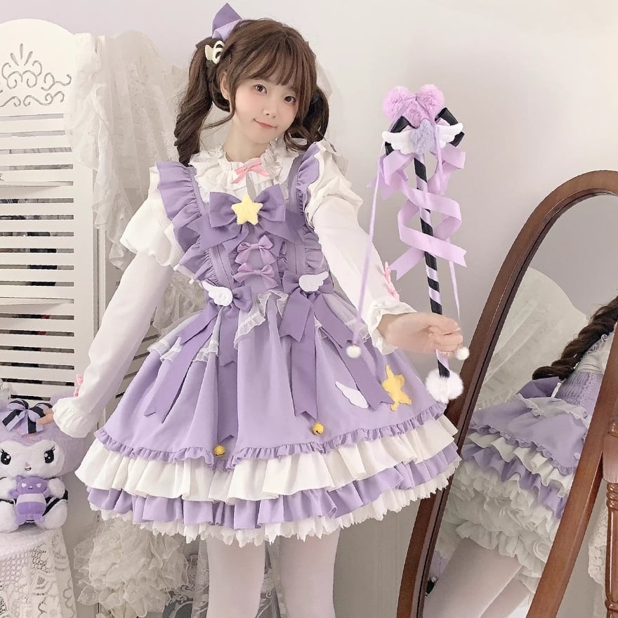 【フラメンコ衣装】パープル ワンピース ドレス ドット 水玉 紫 袖なし フラメンコ 衣装 ワンピース ドレス ボランテ 水玉 ドット 紫 白