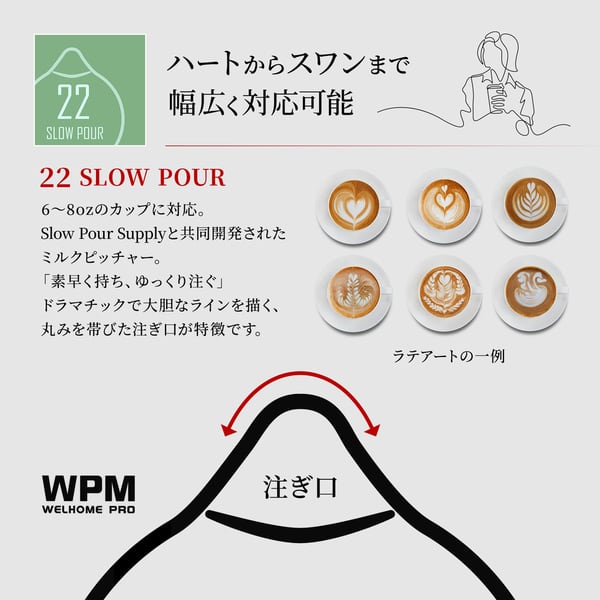 WPM ミルクピッチャー 450mL ワイドスパウト ( ※22 SLOW POUR ) マット