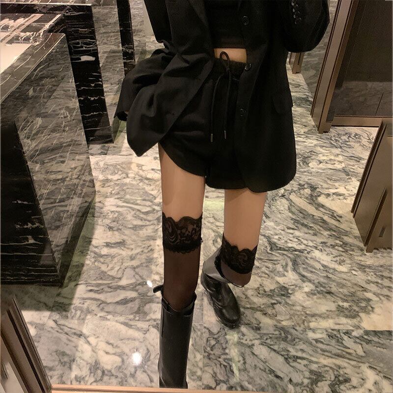 ブラックストッキング レディースレースソックス 大人ガーリー スウィート キュート カジュアル タイツ 萌量不足90653204090