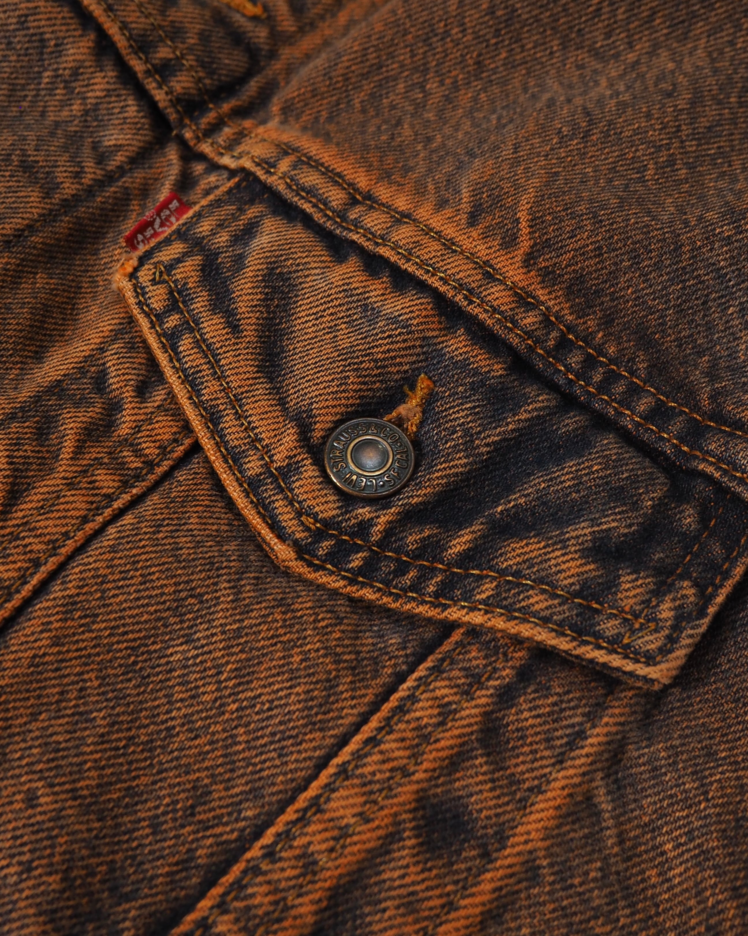 1990s " Made in USA - LEVI’S " Dark Orange Over Dyed vintage Denim jacket