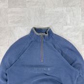 【極上】ナイキ ハーフジップスウェット 90s 白タグ ロゴ刺繍 スウォッシュ