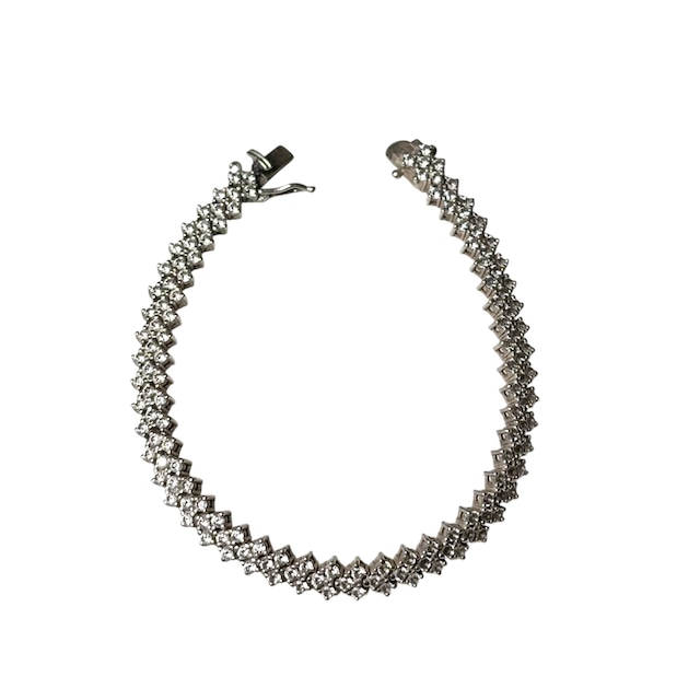 vintage silver 3 row tennis bracelet