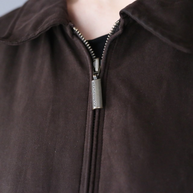 XXX super over silhouette fake suede zip-up blouson