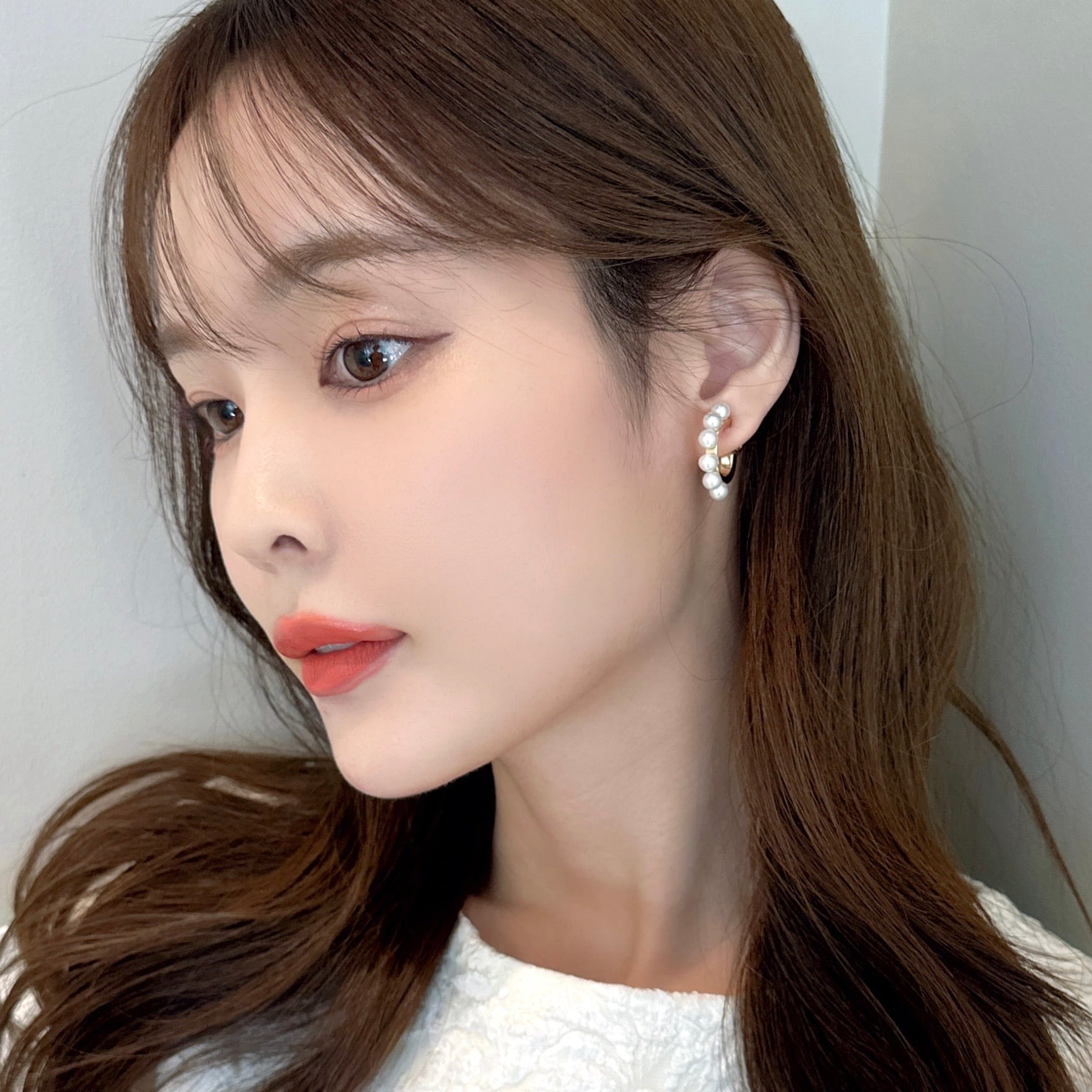 【エアーフィット】パールリングイヤリング