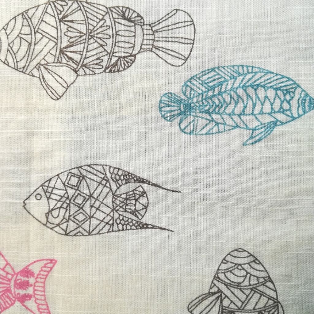 魚柄 ミニ ワンピース チュニック Fish printed India cotton dress