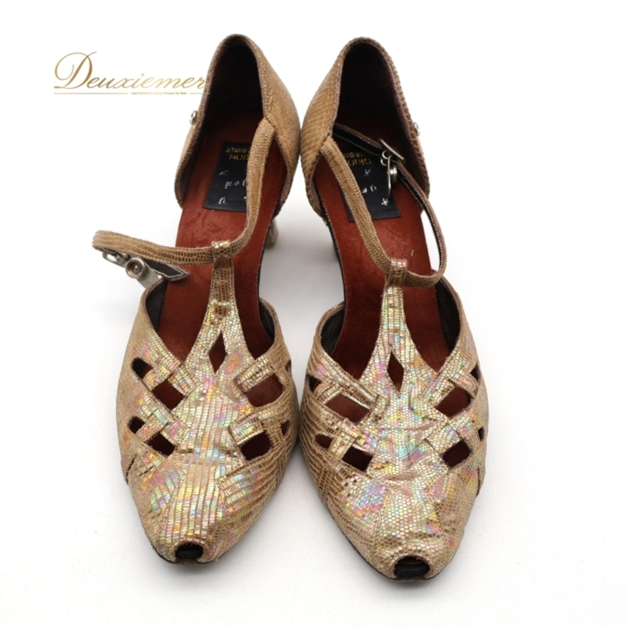 社交ダンス 衣装 シューズ ゴールド系 オリオン ORION 靴 くつ ヒール 金 レディース ストラップ オープントゥ キラキラ 華やか 練習 レッスン ステージ イベント 上品 ダンス衣装 パーティー