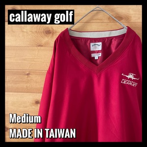 【callaway】企業系 プルオーバー リアジェット 刺繍ロゴ  Vネック M US古着