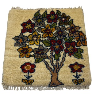 GABBEH 「お花 生命の樹」ウール100％ 草木染め 約45x43cmSHIRAZ産