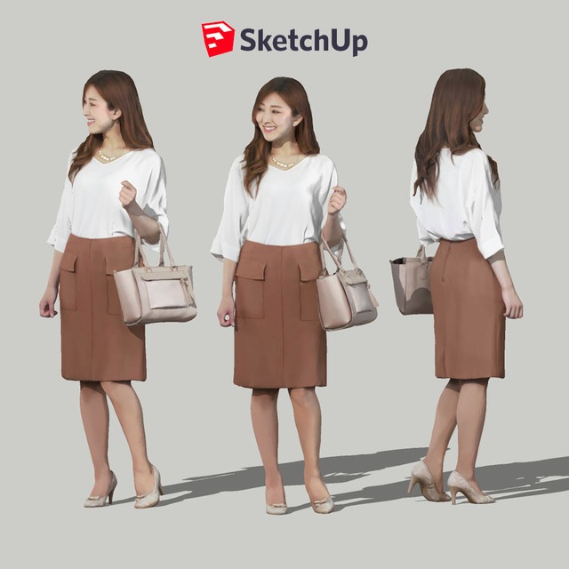 SketchUp素材　3D人物モデル ( Posed ) 051_Mao - メイン画像