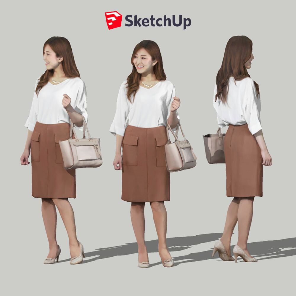 SketchUp素材　3D人物モデル ( Posed ) 051_Mao - 画像1