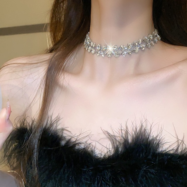 High-end choker diamond necklace　　V278