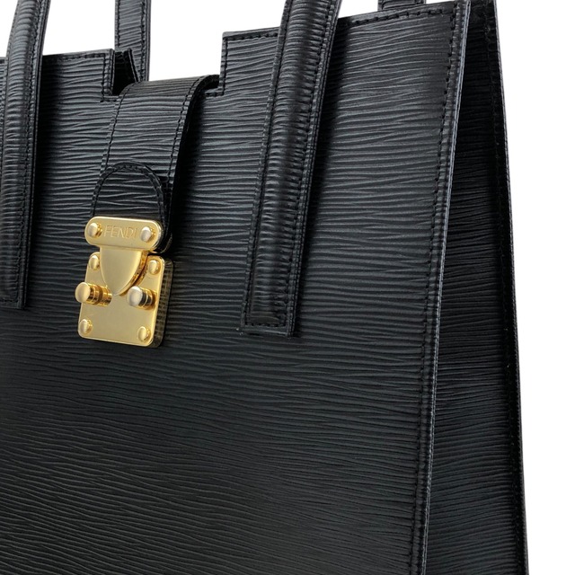 FENDI フェンディ トートバッグ ブラック ロック レザー 型押し vintage ヴィンテージ オールド uvsij7