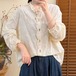 3色/Wボタンボタニカル刺繍ブラウス ・12480