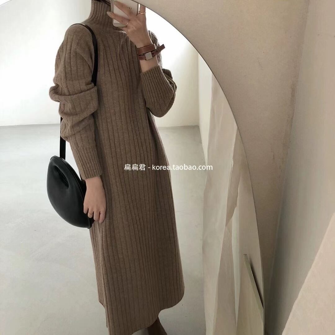 リブ編み　タートルネックワンピース　AJ1079-D04