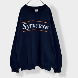 【GILDAN】カレッジ シラキュース大学 Syracuse University ロゴ プリント スウェット トレーナー プルオーバー LARGE ギルダン US古着