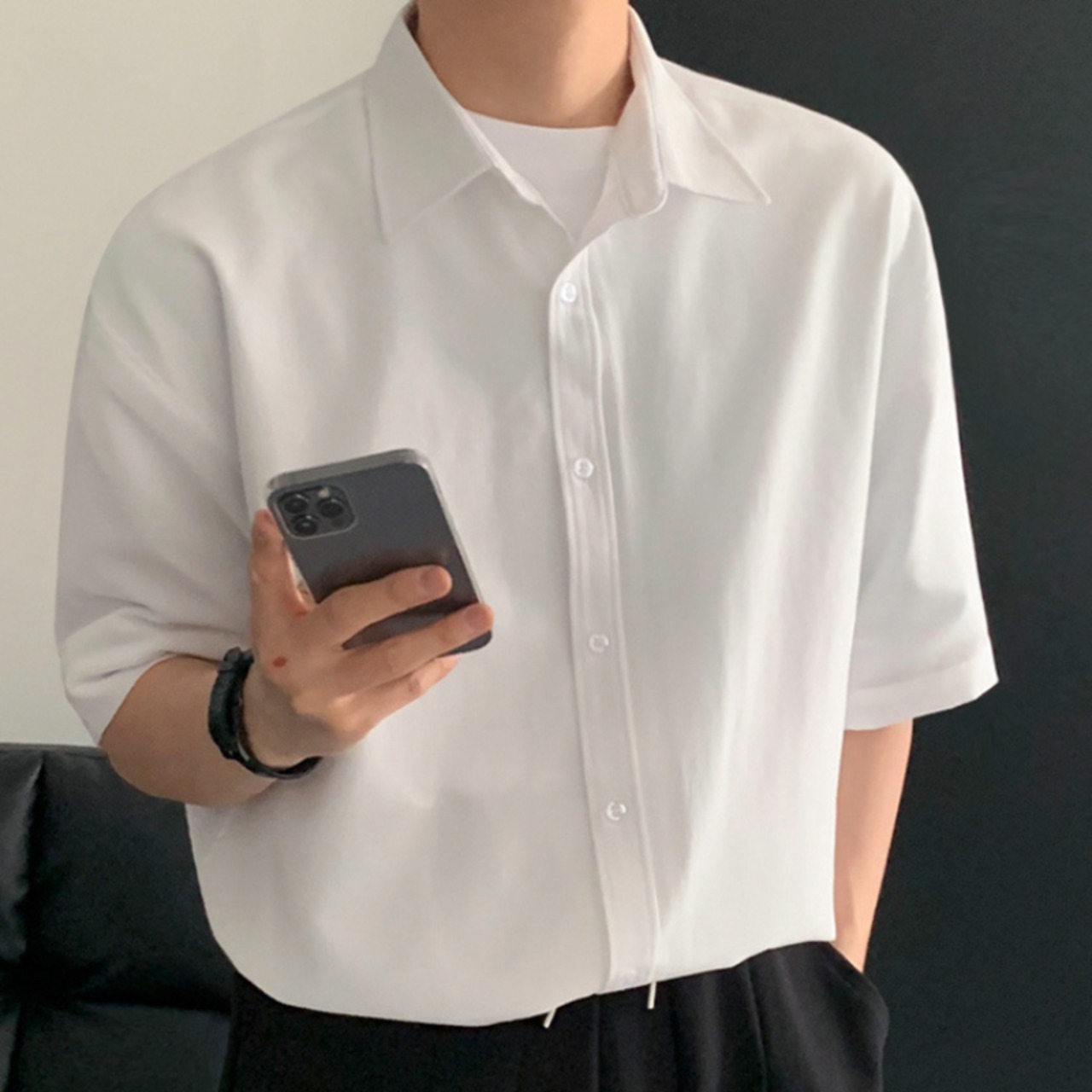 スタンダードエレガント半袖シャツ　0619