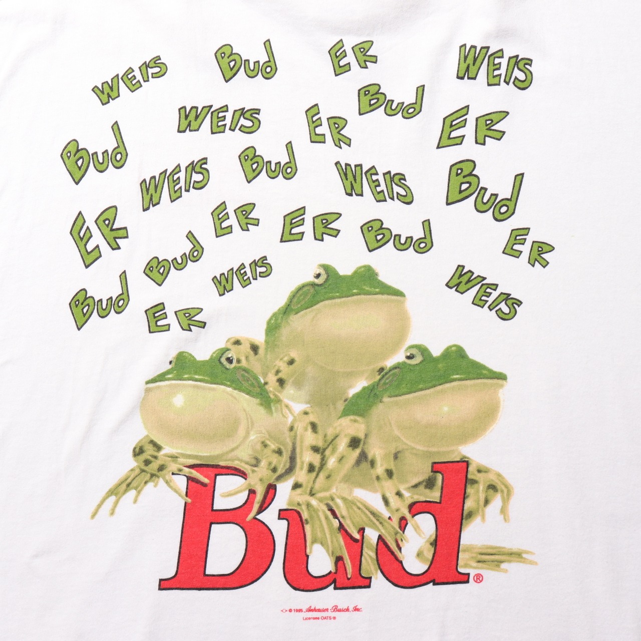 Deadstock XL 95年 シングルステッチ バドワイザー frog カエル Tシャツ budweiser 白