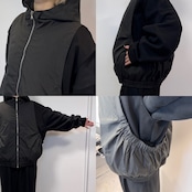 【受注予約:3月上旬入荷予定】異素材ドッキングフーディーvest/ブラック