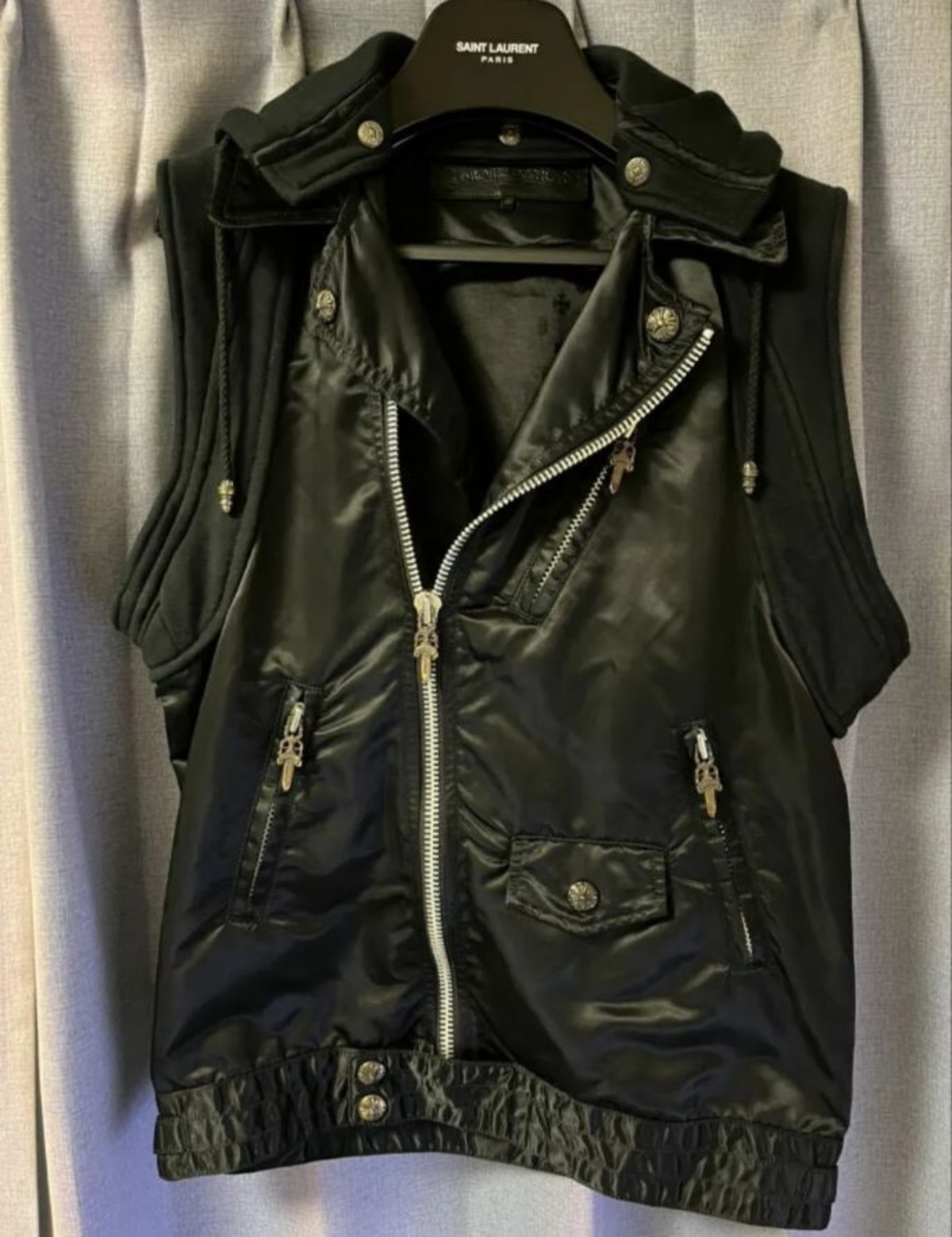 CHROME HEARTS クロムハーツ ライダース ベスト ナイロン スウェット 