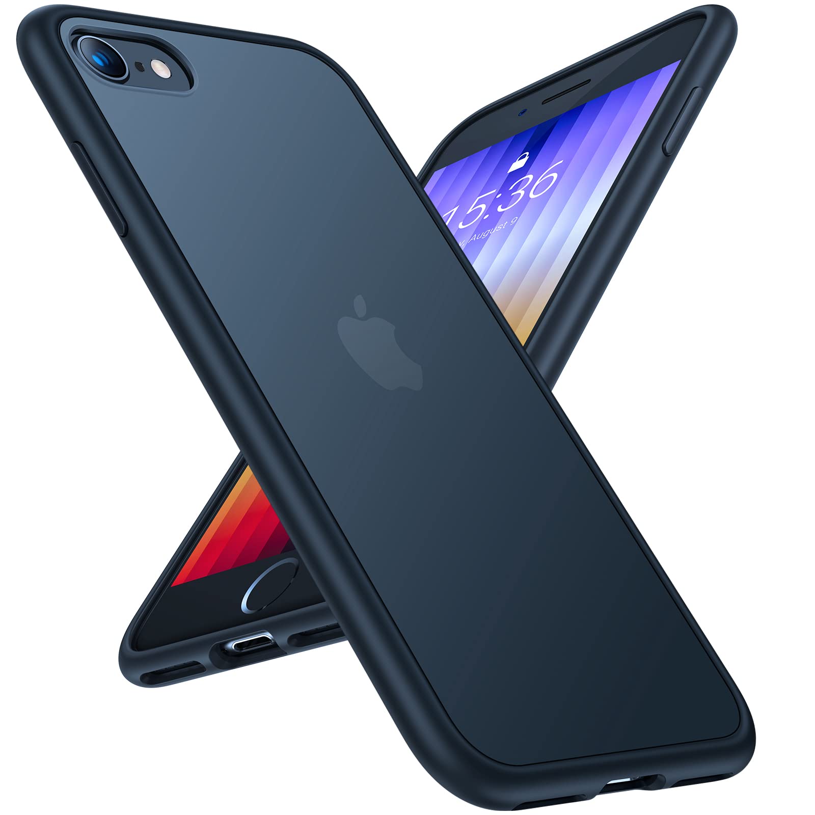 TORRAS iPhone se3 / se2 / 8 / 7 ケース【米軍進化耐久性】半透明 耐衝撃 マット感 黄ばみなし レンズ保護 ストラップホール付き スマホケース iphonese 第3世代 ケース アイフォン 7 8 se2 se3 se 用 4.7インチ カバー (マットブラック)