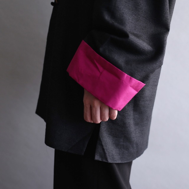 "睡蓮" box pattern china motif silk shirt