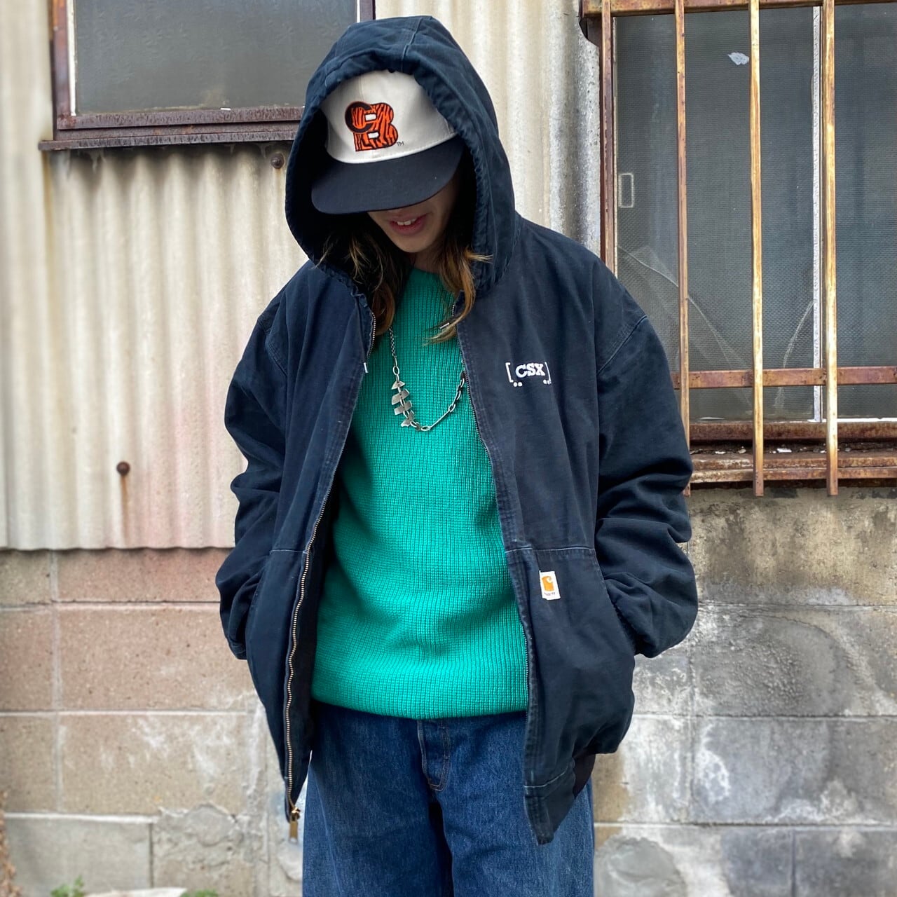 Carhartt アクティブジャケット ブラック ビッグサイズ ゆるダボ