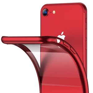 【数量限り】iPhone SE3 用 ケース iPhoneSE2 ケース iPhone8用 透明 ソフトTPU メッキ加工 クリア 薄型 軽量 耐衝撃 黄ばみなし レンズ保護 アイフォンSE3 SE2 7 8カバー レッド