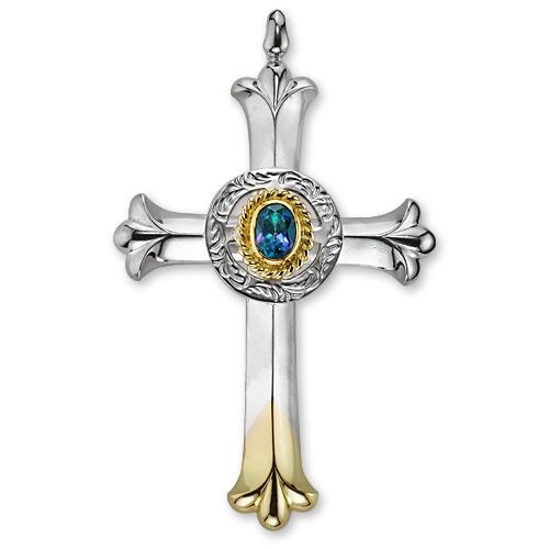 【鷲見太郎 Pendant ペンダント】クロスK18YGトップペンダント w/レインボートパーズ6×8, K18YGカップ・オン・アラベスクメディシンホイール【送料無料】