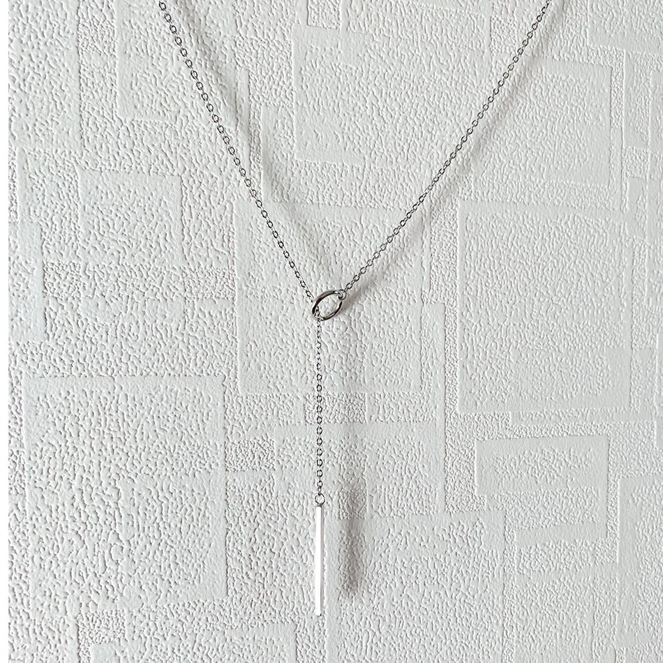 ラリエットネックレス シルバー ロジウムコーティング | Dimia