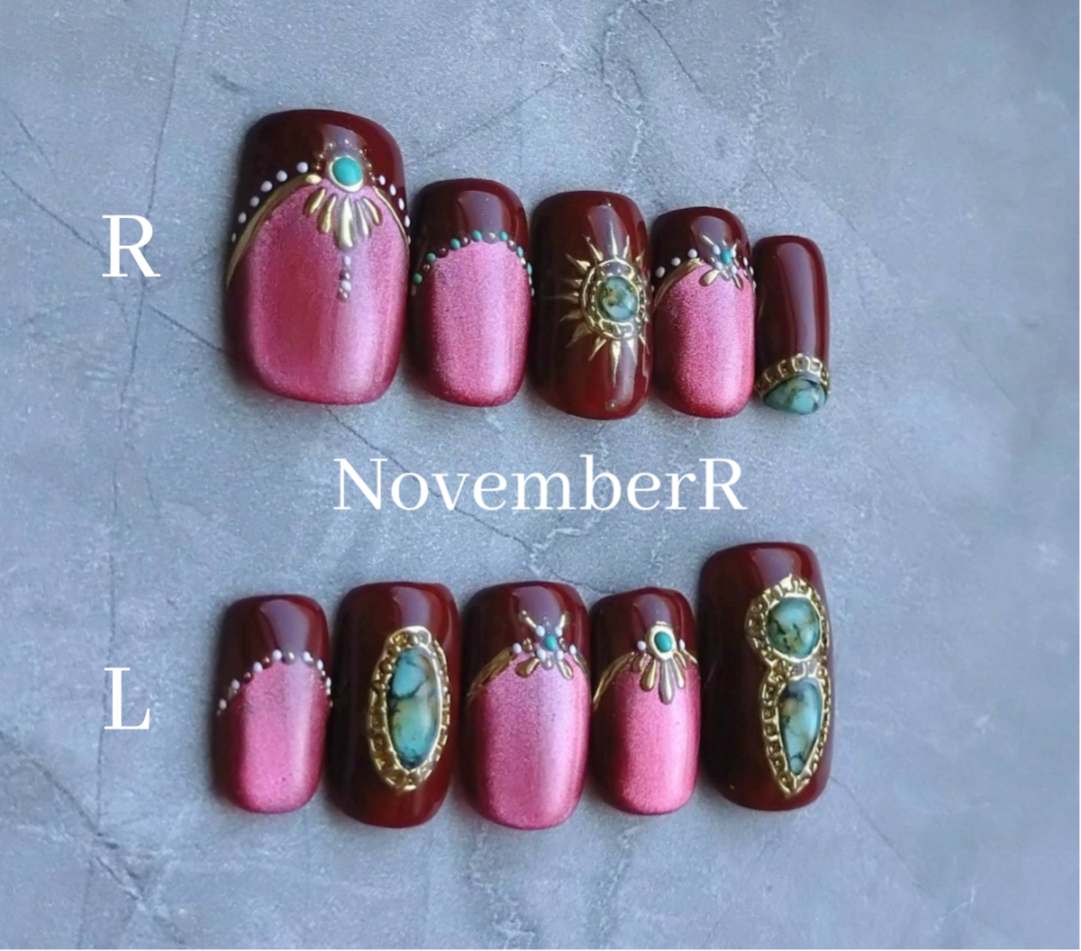 LA753☆ボルドーエスニックネイルチップ | NovemberR 〰️ネイルチップ