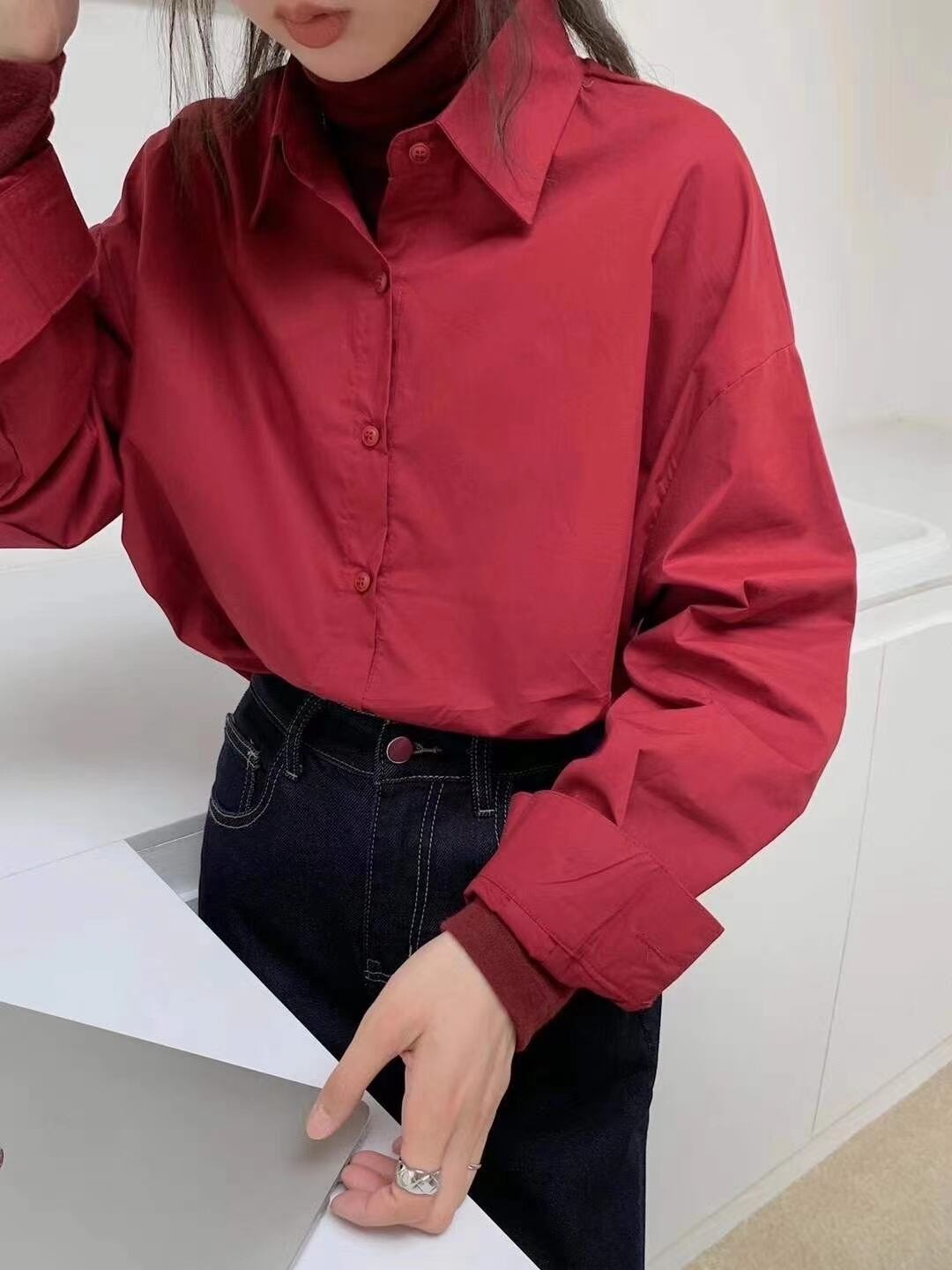 カラーシャツ　ニットとの重ね着に最適♪　AJ2205-D01