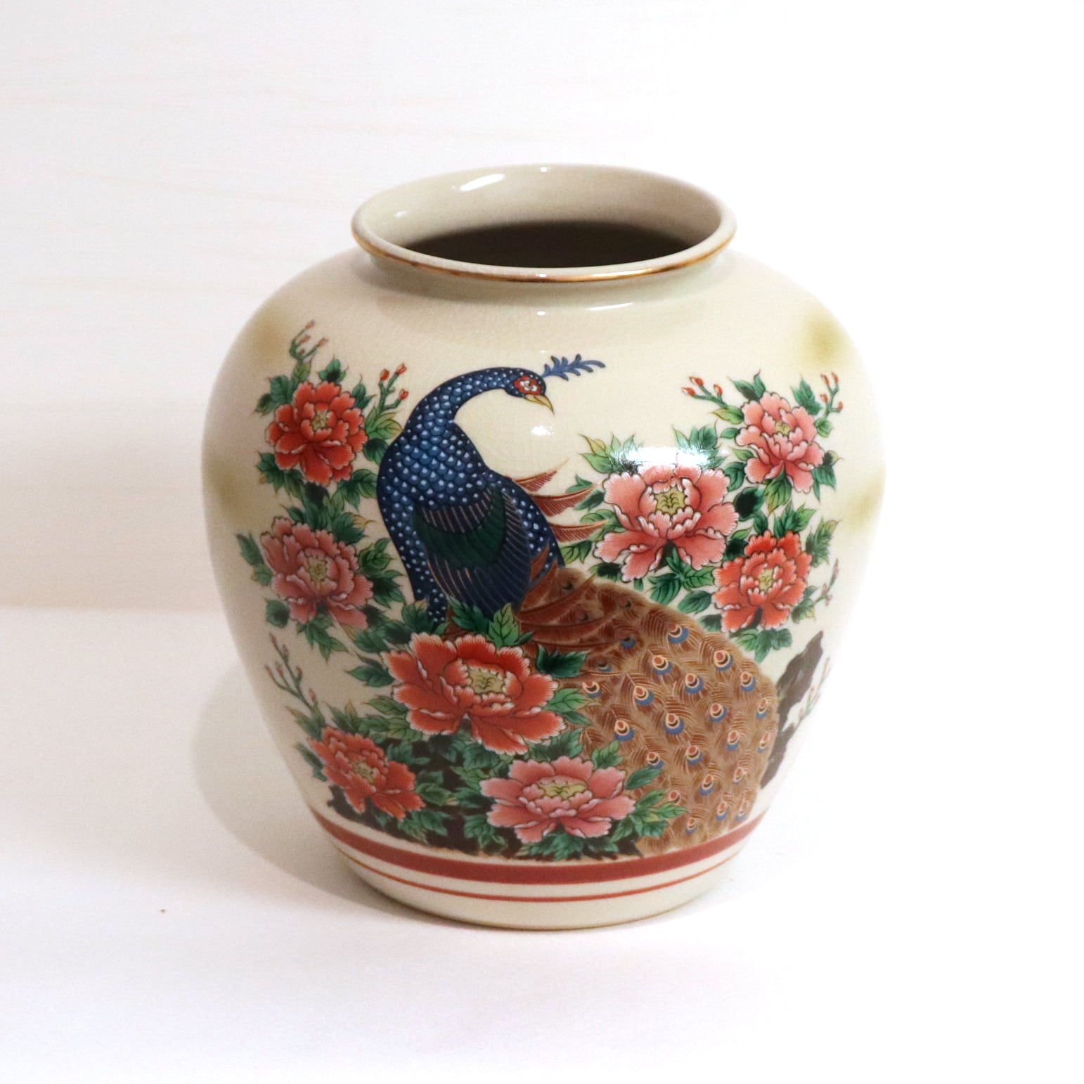 中華柄ビンテージ花瓶(木彫り·ミニサイズ) - 漆芸
