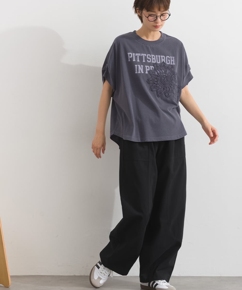 K262064 ピグメント加工 モチーフロゴプリントプルオーバー / Pigment