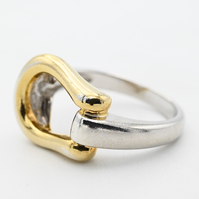 18K Gold/ Silver Horseshoe Design Ring #19.0 / Denmark