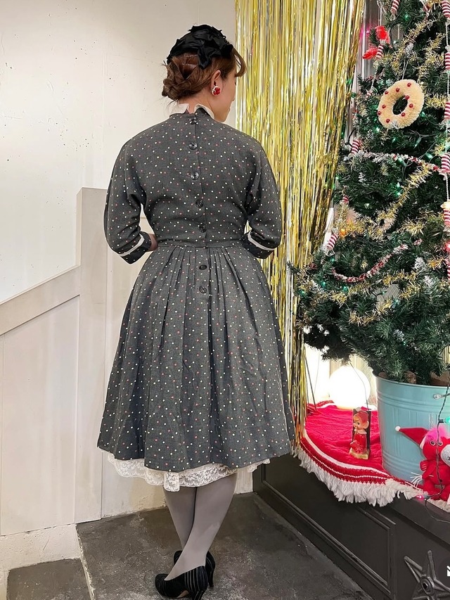 50's gray dot dress