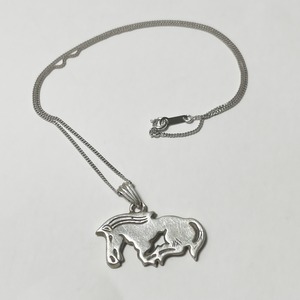 Old 925 Silver Horse Pendant Necklace Made In Hungury