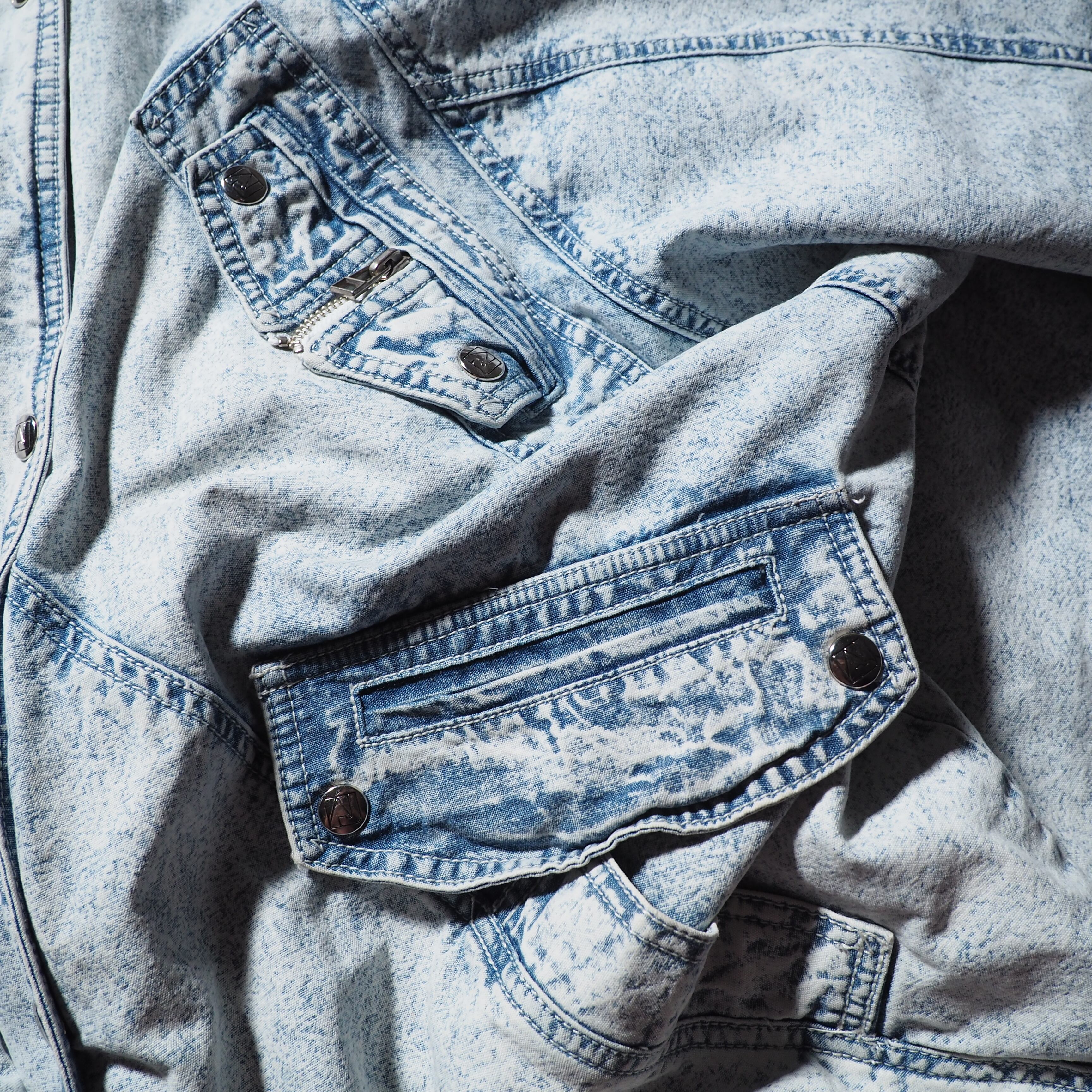 1990s High neck Deformation silhouette vintage loose Denim half coat